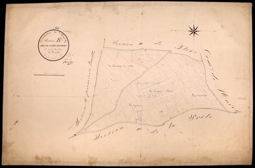 Varzy, cadastre ancien : plan parcellaire de la section E dite des Plantes Froides, feuille 2
