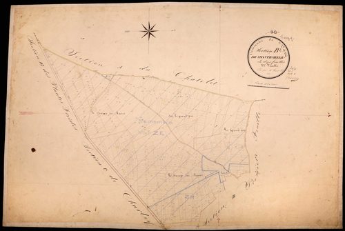 Varzy, cadastre ancien : plan parcellaire de la section B dite de Chantemerle, feuille 2