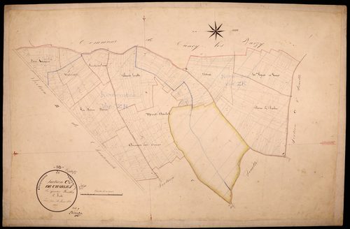 Varzy, cadastre ancien : plan parcellaire de la section C dite de Charlay, feuille 1