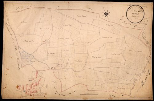 Varzy, cadastre ancien : plan parcellaire de la section D dite de Flix