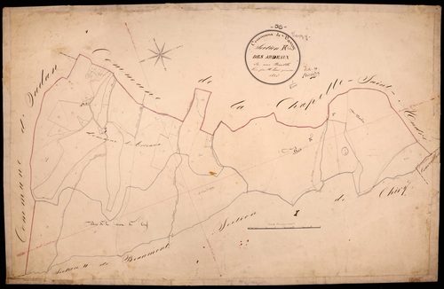 Varzy, cadastre ancien : plan parcellaire de la section K dite d' Arreaux
