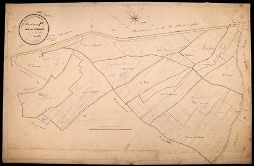 Varzy, cadastre ancien : plan parcellaire de la section F dite de la Prêle, feuille 1