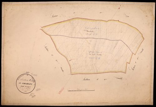 Varzy, cadastre ancien : plan parcellaire de la section C dite de Charlay, feuille 1, développement