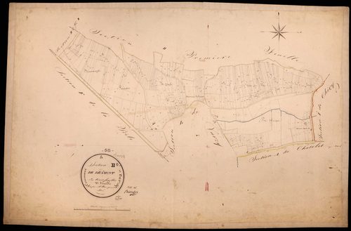 Varzy, cadastre ancien : plan parcellaire de la section H dite de Beaumont, feuille 3