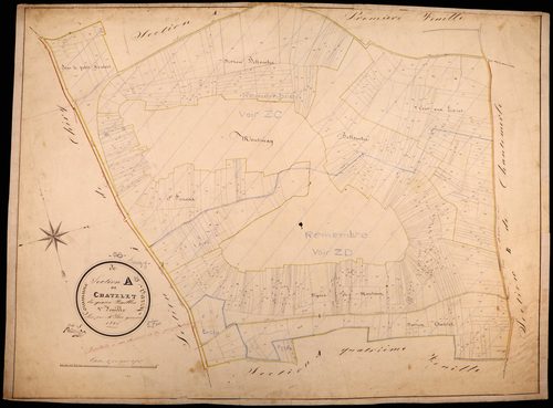 Varzy, cadastre ancien : plan parcellaire de la section A dite de Châtelet, feuille 3