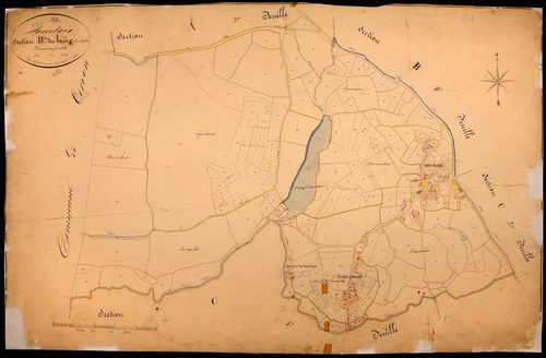 Vauclaix, cadastre ancien : plan parcellaire de la section B dite du Bourg, feuille 2