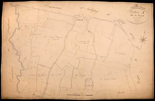 Verneuil, cadastre ancien : plan parcellaire de la section A dite de Verneuil, feuille 1