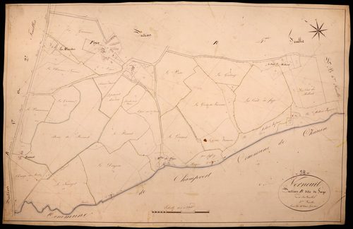 Verneuil, cadastre ancien : plan parcellaire de la section B dite de Faye, feuille 5