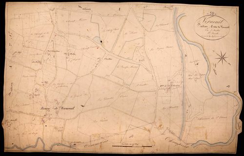 Verneuil, cadastre ancien : plan parcellaire de la section A dite de Verneuil, feuille 3