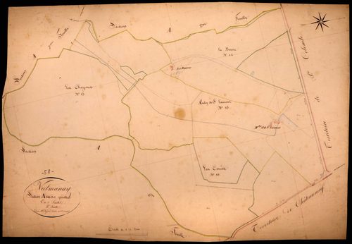 Vielmanay, cadastre ancien : plan parcellaire de la section A dite des Pivotins, feuille 5