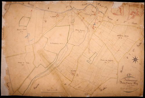Vielmanay, cadastre ancien : plan parcellaire de la section C dite du Bourg, feuille 1
