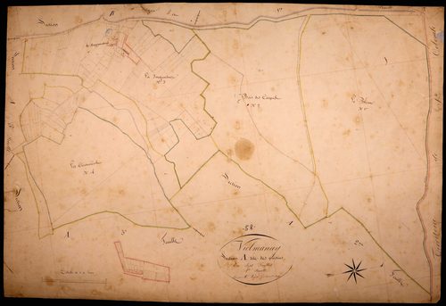 Vielmanay, cadastre ancien : plan parcellaire de la section A dite des Pivotins, feuille 1