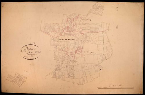 Vignol, cadastre ancien : plan parcellaire de la section Adite du Berceau et de la section B dite de Poray, feuille 3, développement