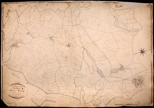 Villapourçon, cadastre ancien : plan parcellaire de la section F dite du Bourg, feuille 3