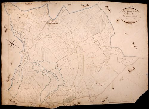 Villapourçon, cadastre ancien : plan parcellaire de la section D dite de la Ruchette, feuille 2