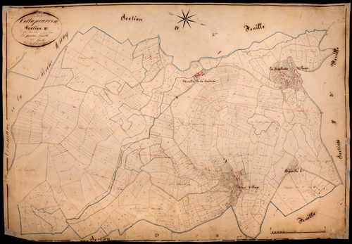 Villapourçon, cadastre ancien : plan parcellaire de la section D dite de la Ruchette, feuille 3