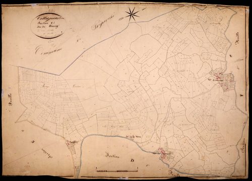Villapourçon, cadastre ancien : plan parcellaire de la section F dite du Bourg, feuille 1