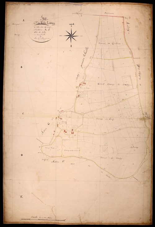 Ville-Langy, cadastre ancien : plan parcellaire de la section A dite de Ville, feuille 1
