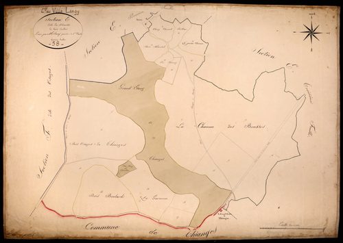 Ville-Langy, cadastre ancien : plan parcellaire de la section E dite du Montot, feuille 2
