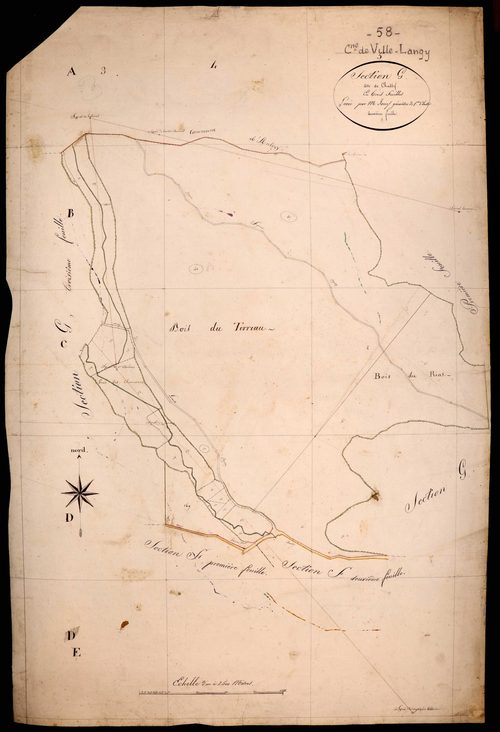 Ville-Langy, cadastre ancien : plan parcellaire de la section G dite de Chassy, feuille 2