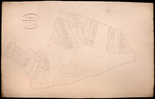 Villiers-sur-Yonne, cadastre ancien : plan parcellaire de la section B dite du Bourg, feuille 1, développement 2