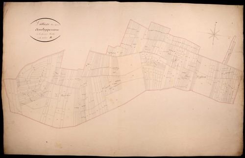 Villiers-sur-Yonne, cadastre ancien : plan parcellaire de la section B dite du Bourg, feuille 1, développement 3
