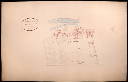 Villiers-sur-Yonne, cadastre ancien : plan parcellaire de la section B dite du Bourg, feuille 1, développement 1