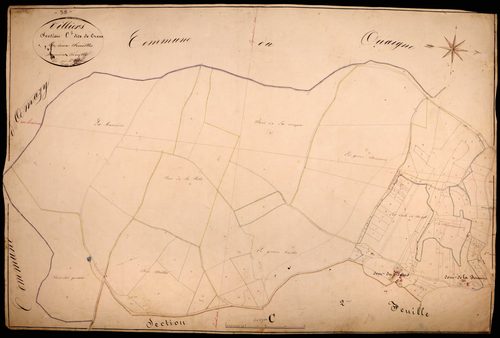 Villiers-sur-Yonne, cadastre ancien : plan parcellaire de la section C dite de Creux, feuille 1