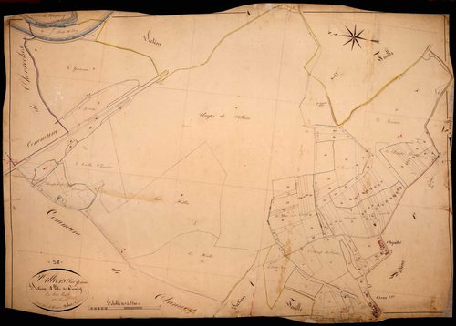 Villiers-sur-Yonne, cadastre ancien : plan parcellaire de la section A dite de Cuncy, feuille 2