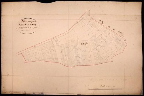 Villiers-sur-Yonne, cadastre ancien : plan parcellaire de la section A dite de Cuncy, feuille 1, développement