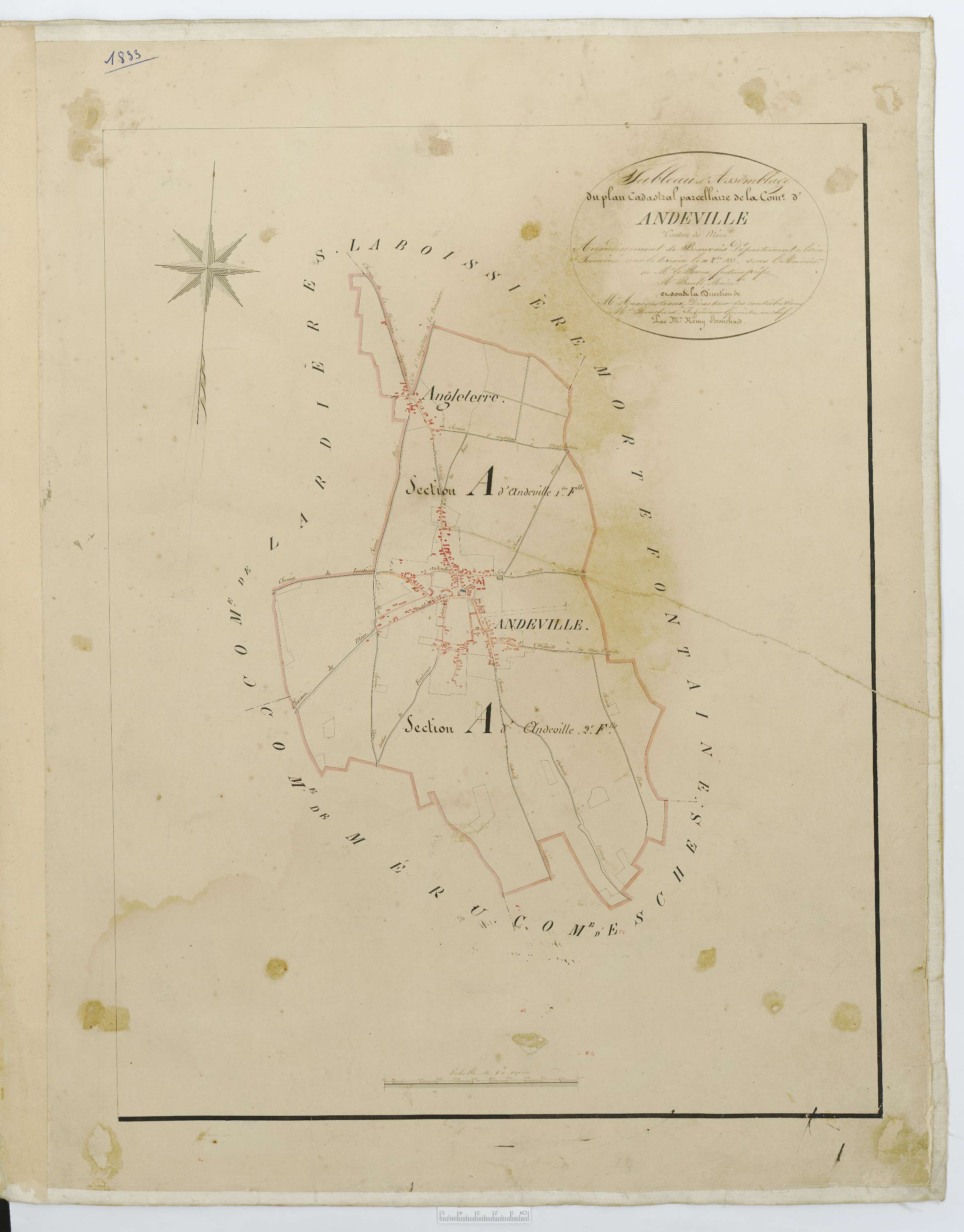 Andeville - Cadastre napoléonien, tableau d'assemblage