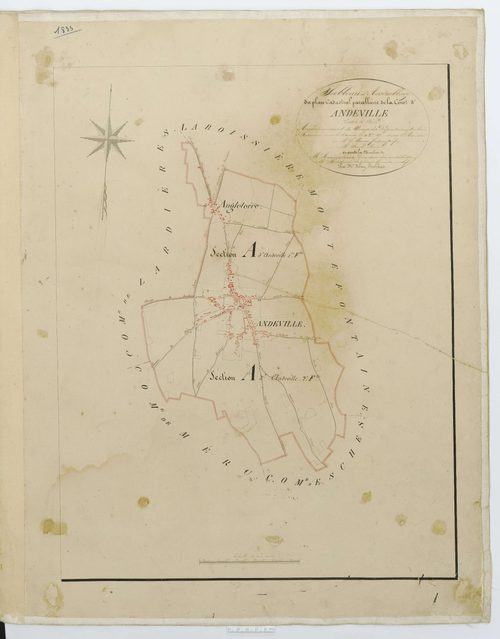 Andeville - Cadastre napoléonien, tableau d'assemblage