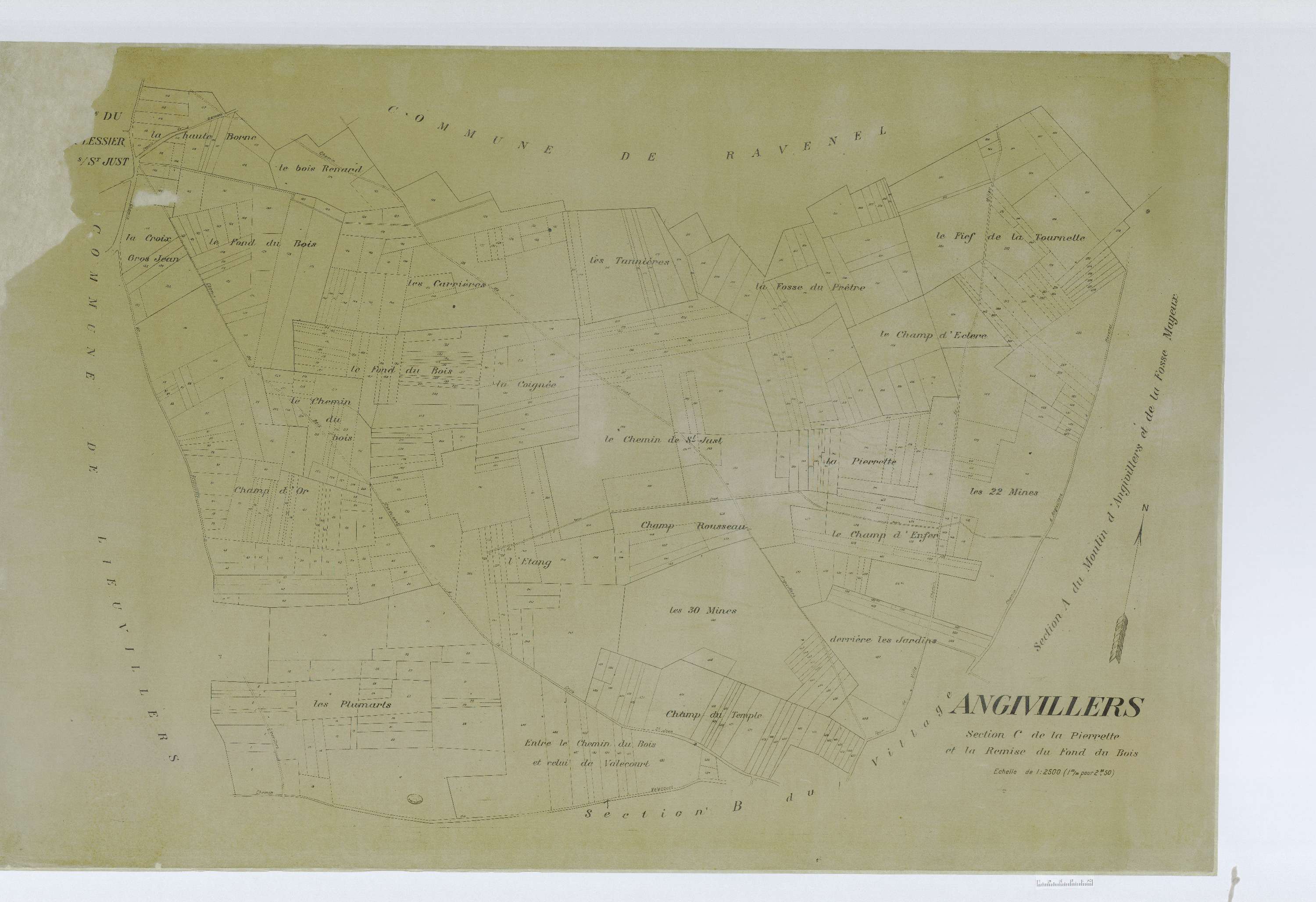 Angivillers - Cadastre napoléonien (copie), section C, feuille unique, copie calque