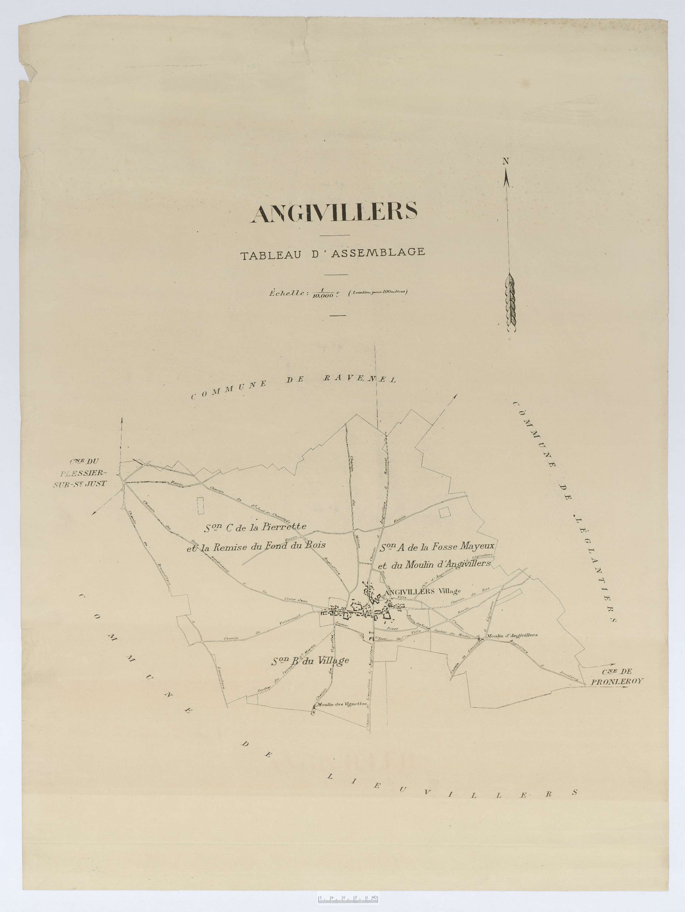 Angivillers - Cadastre napoléonien, tableau d'assemblage