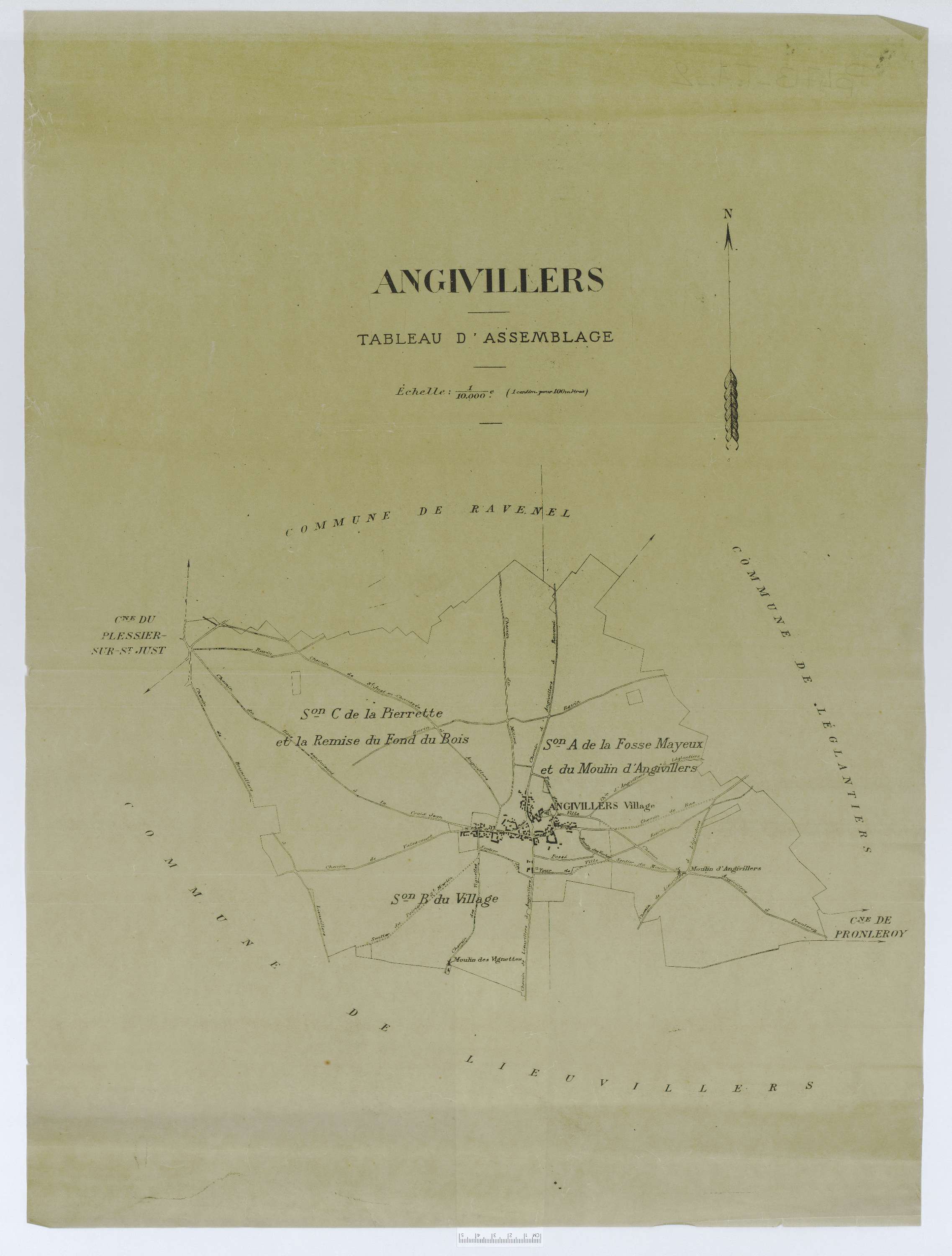 Angivillers - Cadastre napoléonien (copie), tableau d'assemblage, copie calque