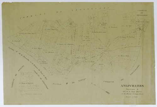 Angivillers - Cadastre napoléonien (copie), section A, feuille unique, copie calque