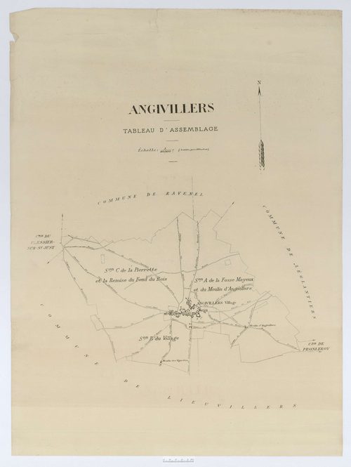 Angivillers - Cadastre napoléonien, tableau d'assemblage