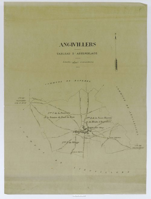 Angivillers - Cadastre napoléonien (copie), tableau d'assemblage, copie calque