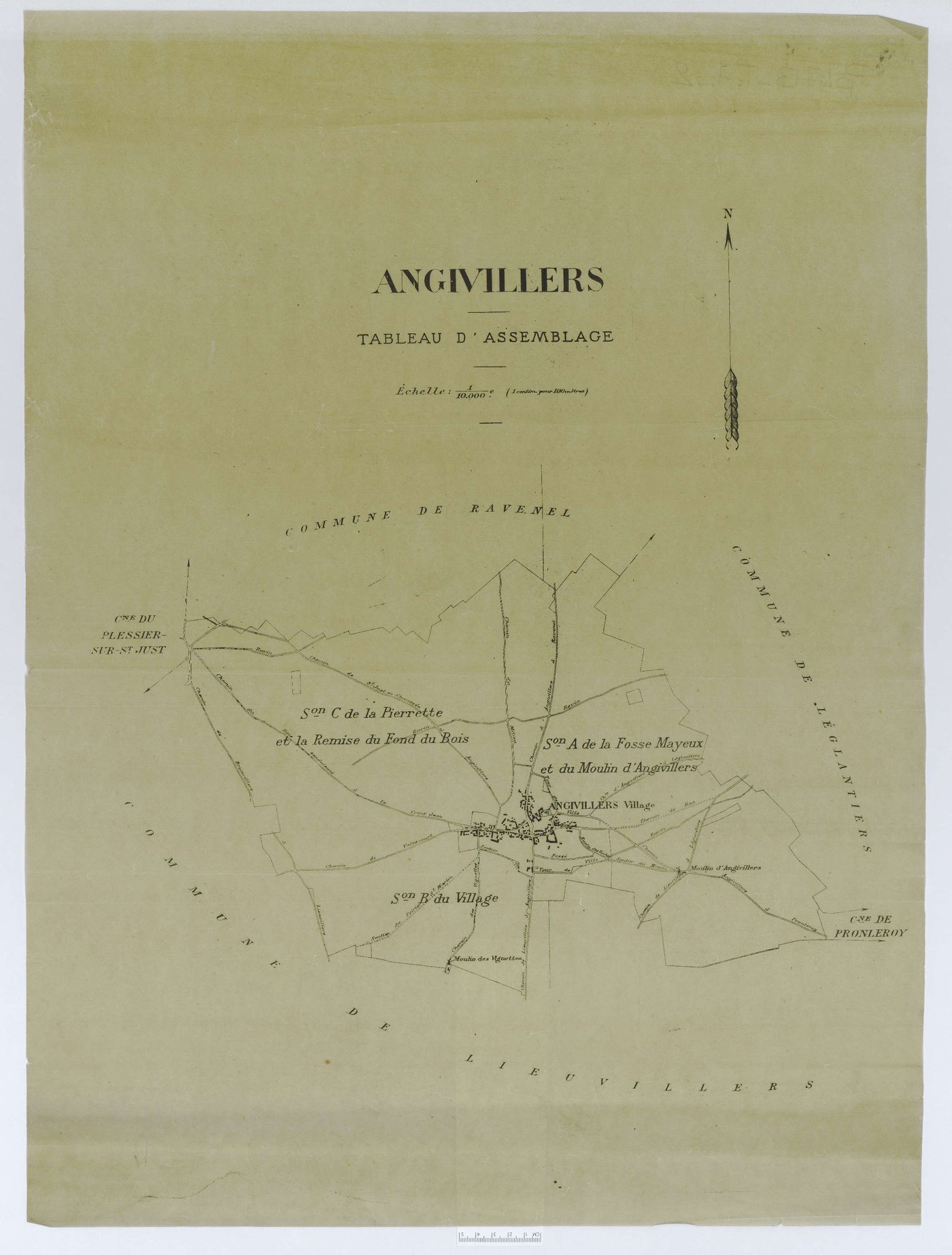 Angivillers - Cadastre napoléonien (copie), tableau d'assemblage, copie calque