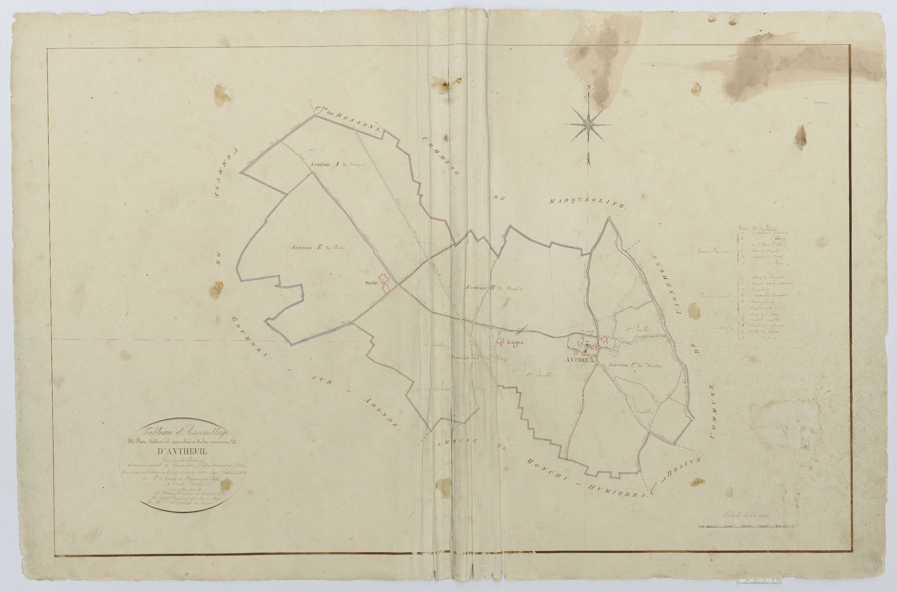 Antheuil-Portes - Cadastre napoléonien, tableau d'assemblage