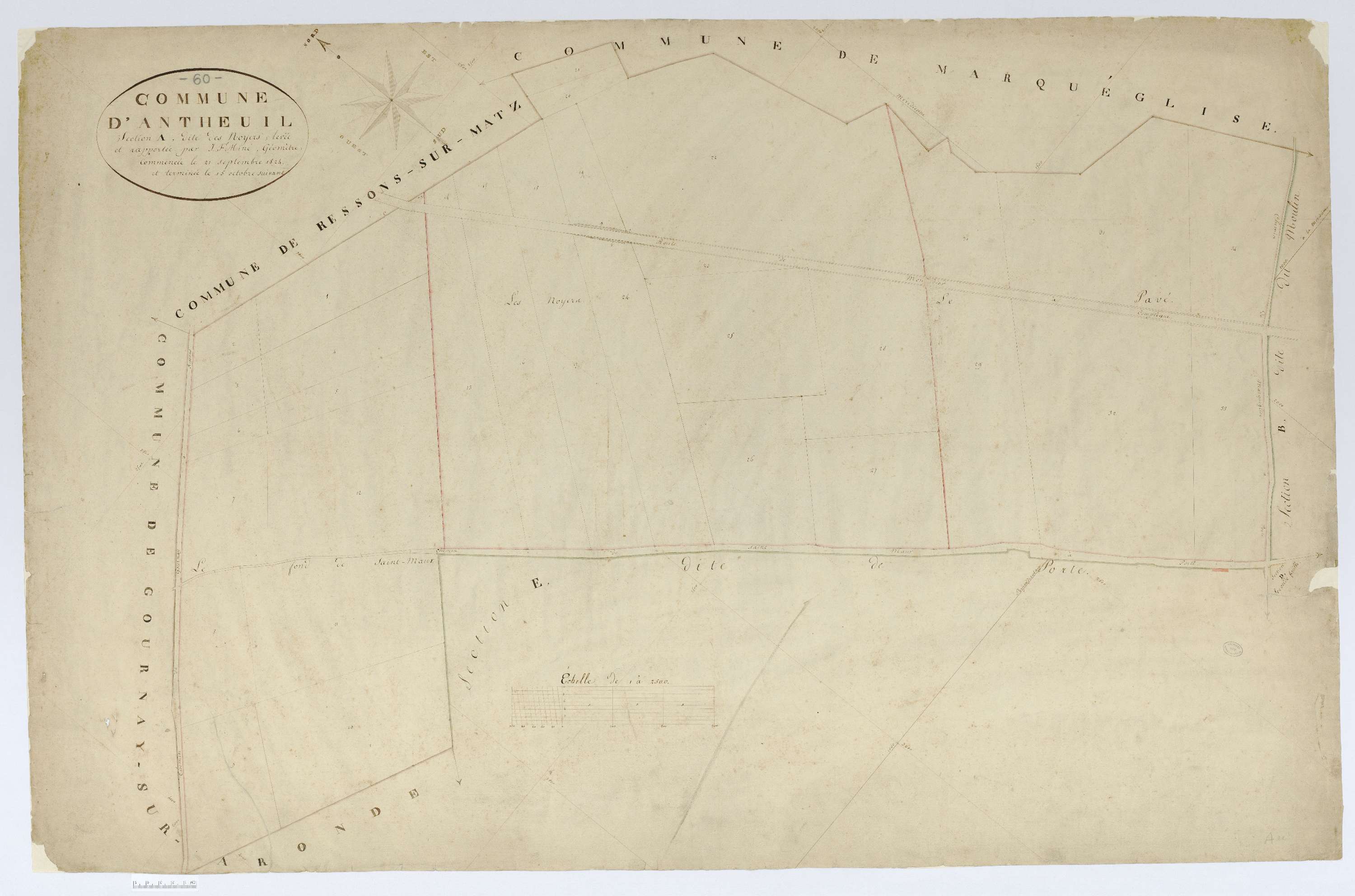 Antheuil-Portes - Cadastre napoléonien, section A, feuille unique