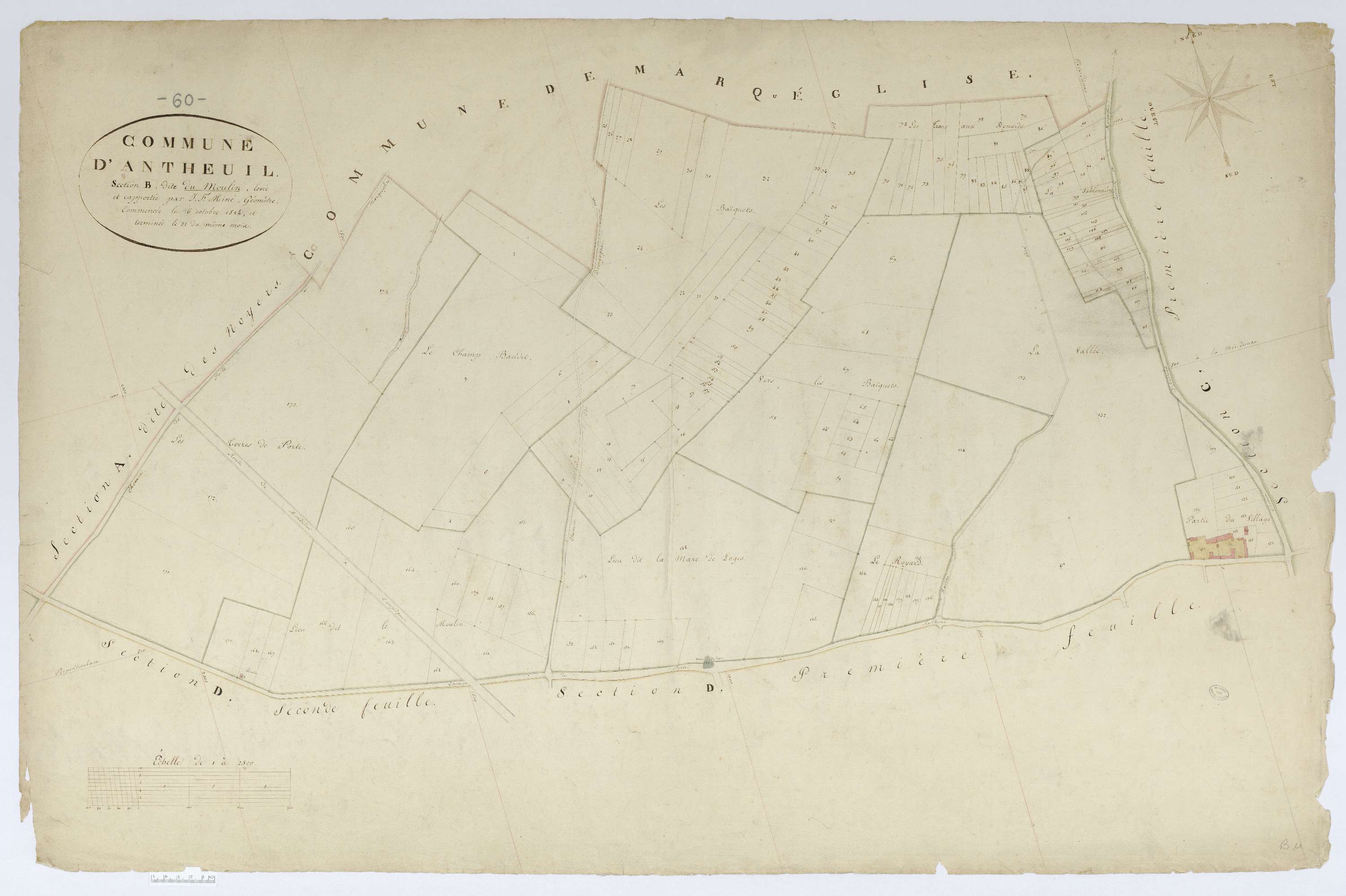Antheuil-Portes - Cadastre napoléonien, section B, feuille unique
