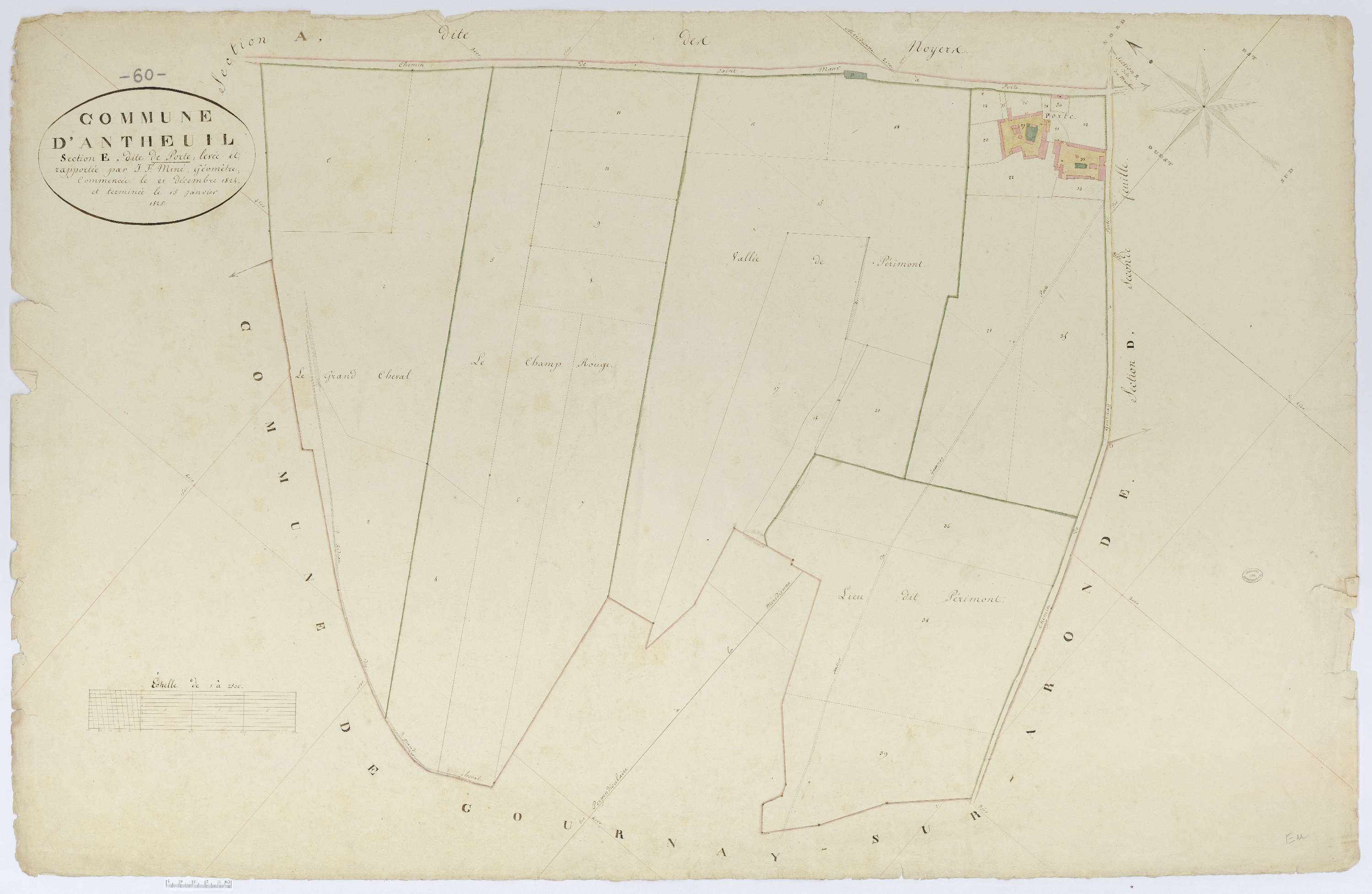 Antheuil-Portes - Cadastre napoléonien, section E, feuille unique