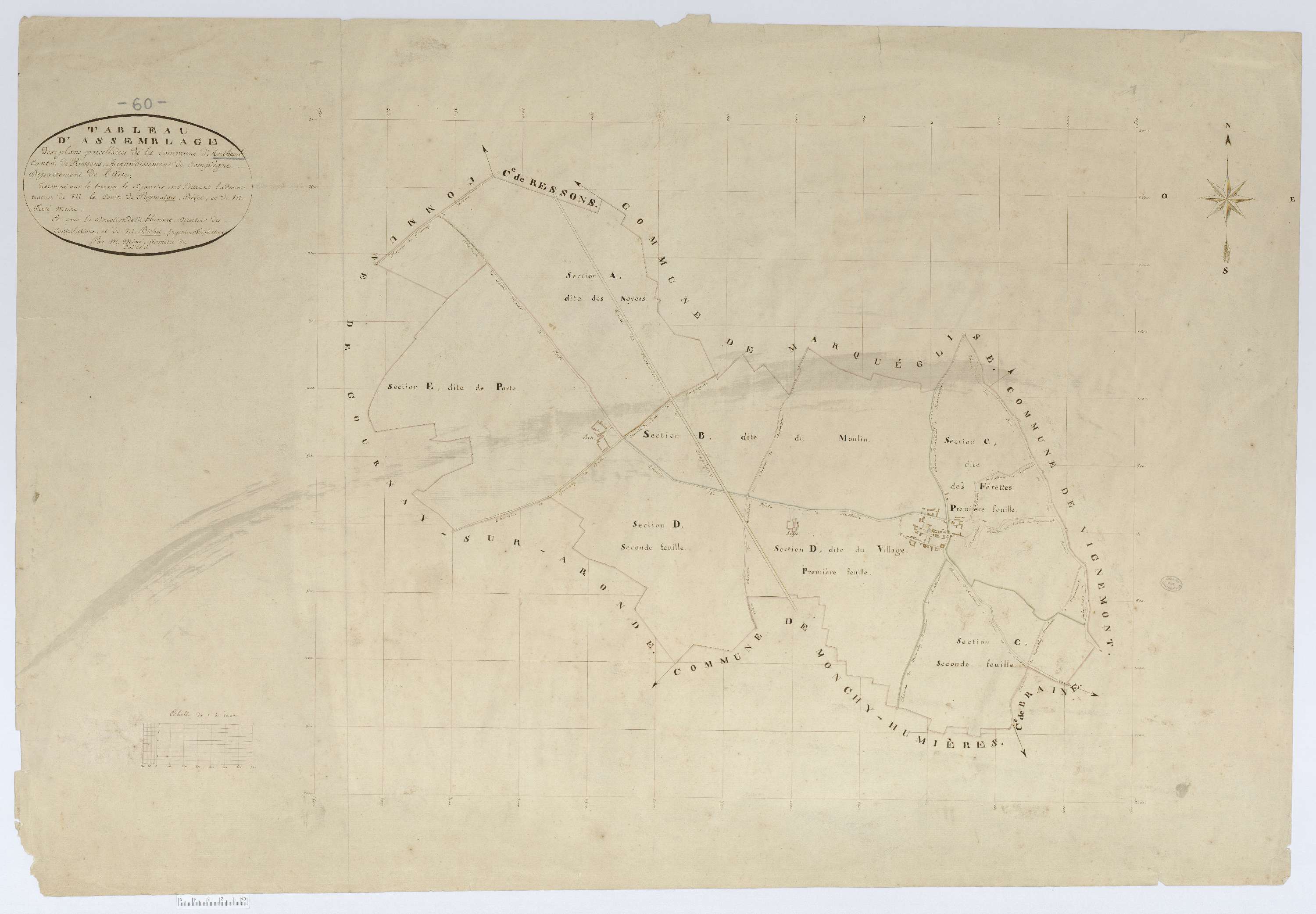 Antheuil-Portes - Cadastre napoléonien, tableau d'assemblage