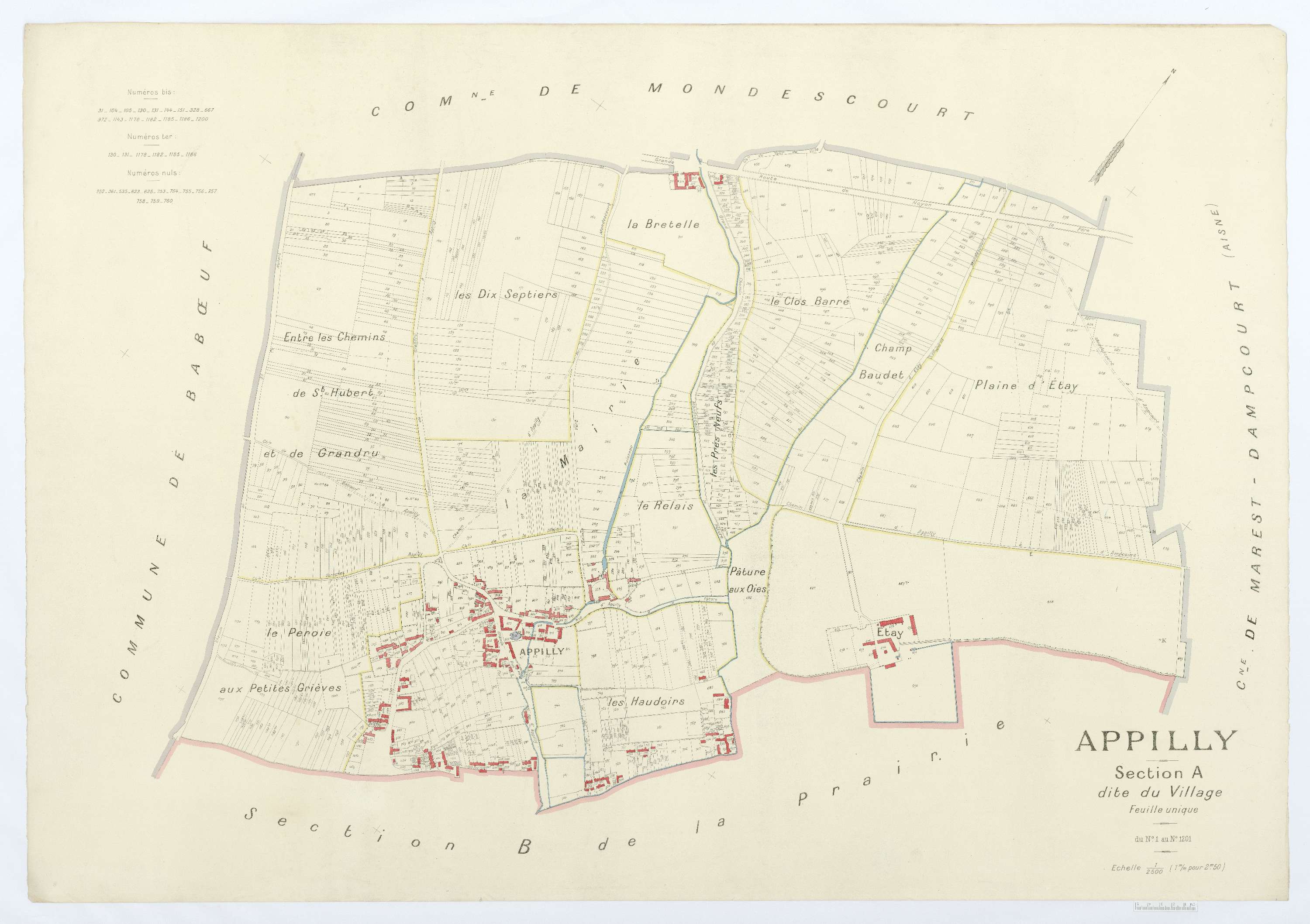 Appilly - Cadastre napoléonien (copie), section A, feuille unique