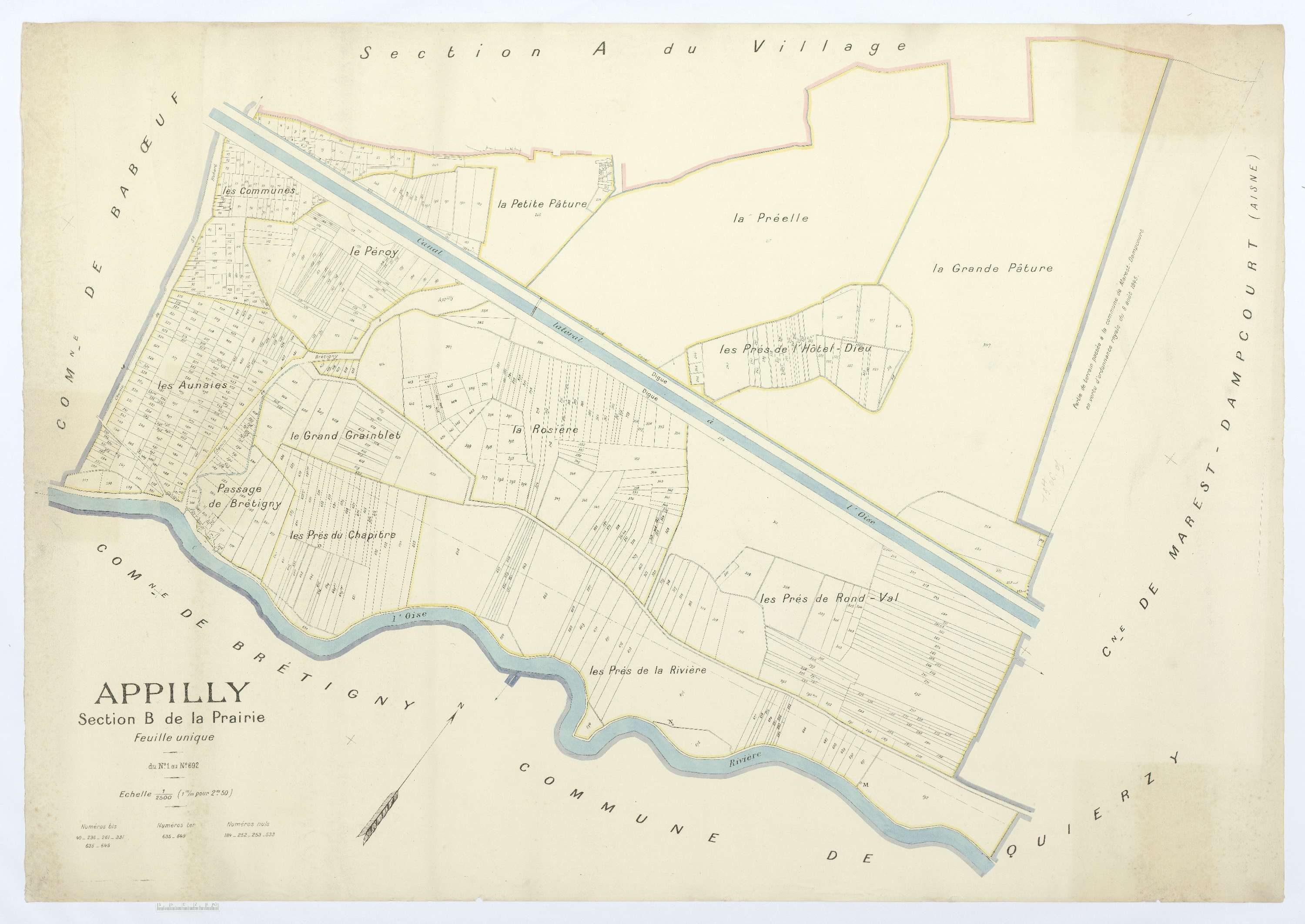 Appilly - Cadastre napoléonien (copie), section B, feuille unique