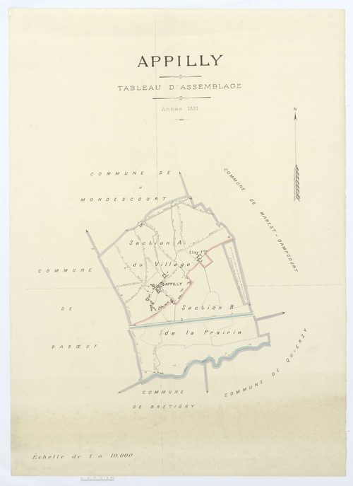 Appilly - Cadastre napoléonien (copie), tableau d'assemblage