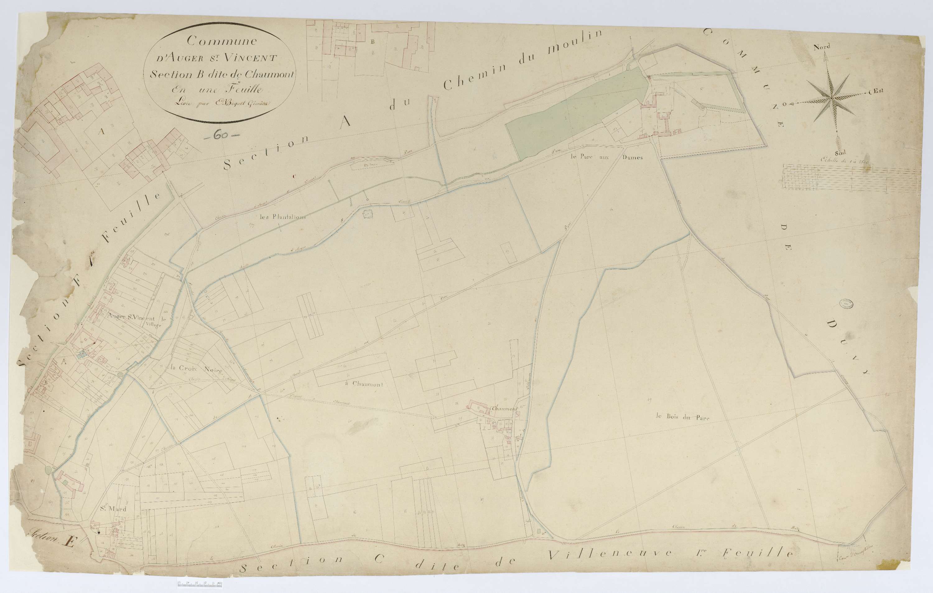 Auger-Saint-Vincent - Cadastre napoléonien, section B, feuille unique