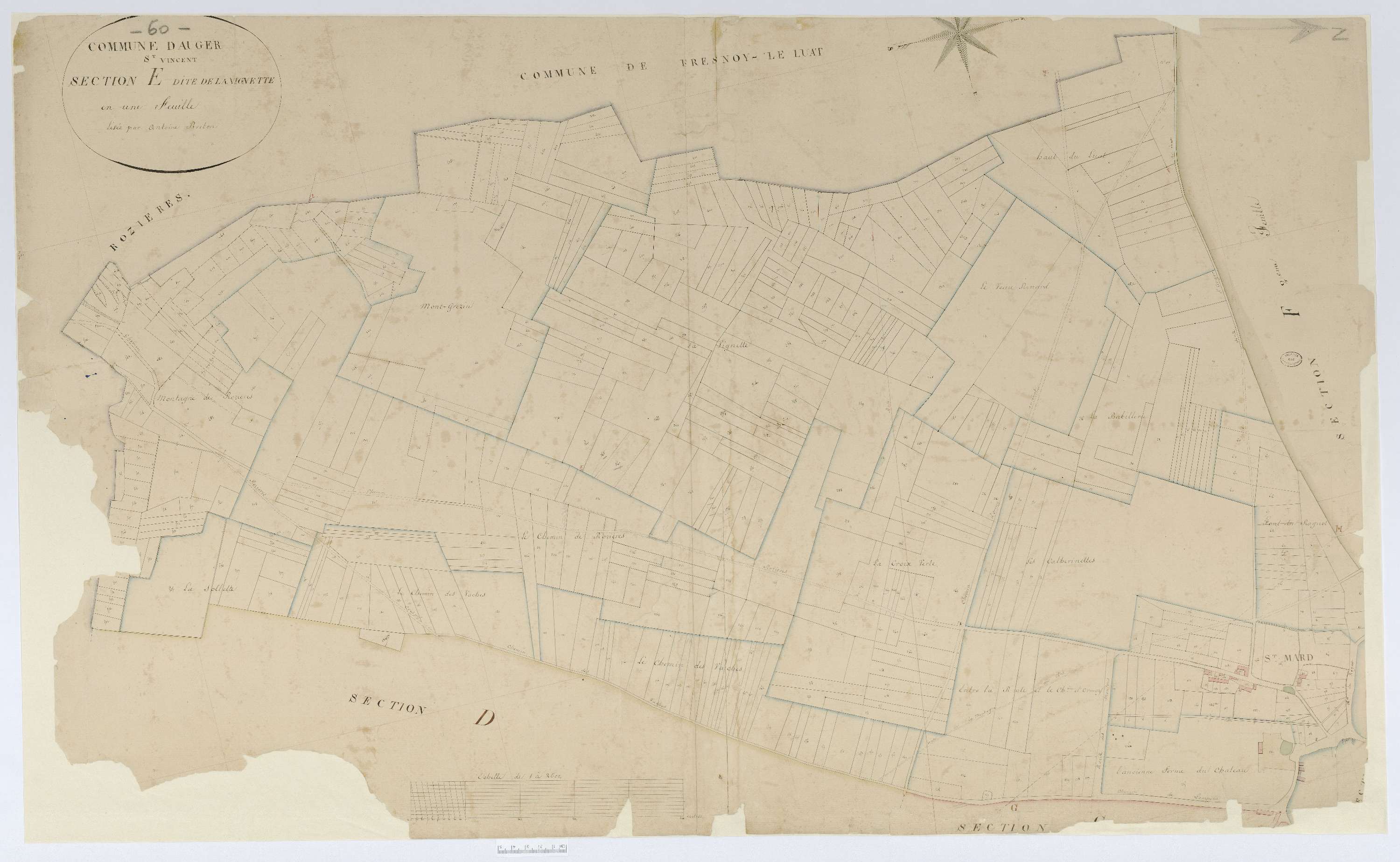 Auger-Saint-Vincent - Cadastre napoléonien, section E, feuille unique