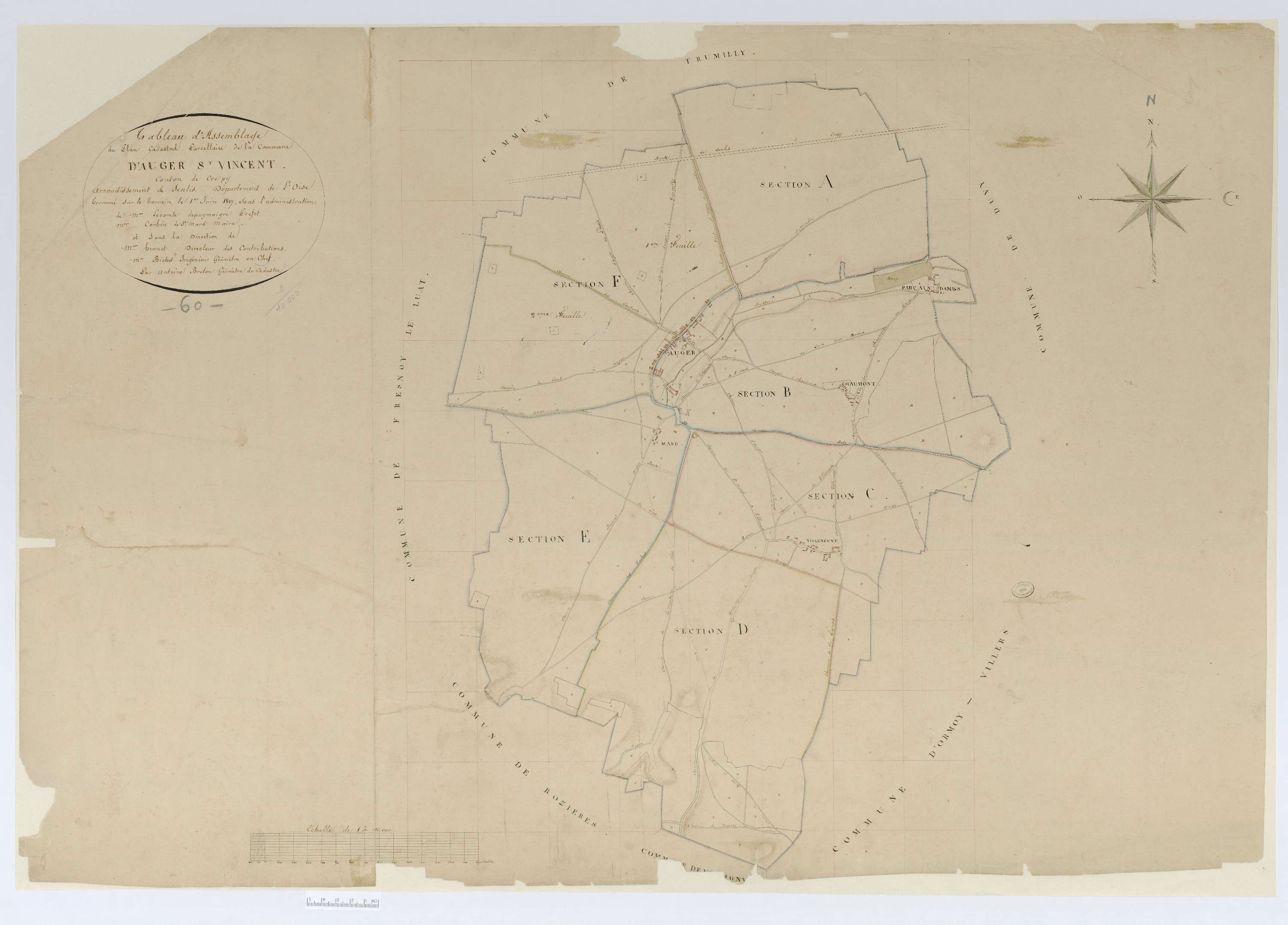 Auger-Saint-Vincent - Cadastre napoléonien, tableau d'assemblage